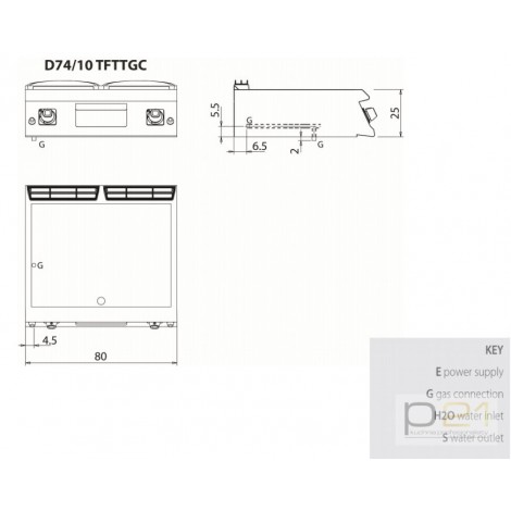 Płyta grillowa gazowa, chromowana, gładka, bez podstawy, 19,5 kW, Diamate 700, D76/10TFTTGC, Olis