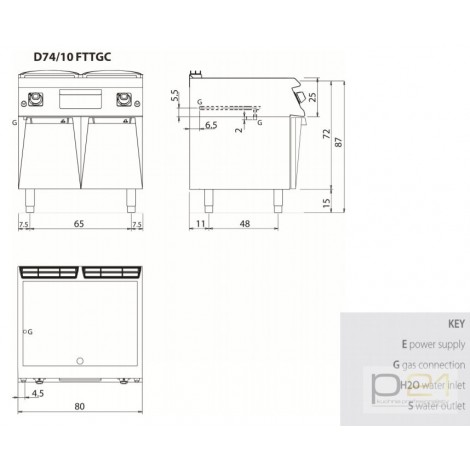 Płyta grillowa gazowa, chromowana, ryflowana, na podstawie, 12 kW, Diamante 700, D74/10FTTGCR, Olis