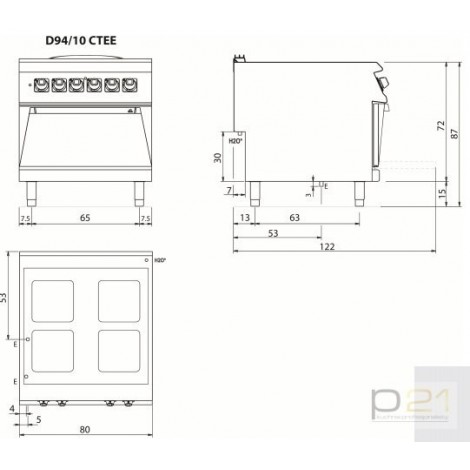 Płyta żeliwna, elektryczna, piekarnik elektryczny, 16+6 kW, Diamante 90, Olis