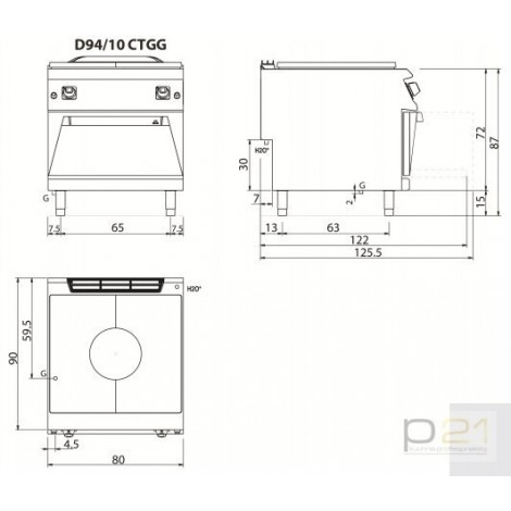 Płyta żeliwna, gazowa, piekarnik gazowy, 14+8 kW, Diamante 90, Olis