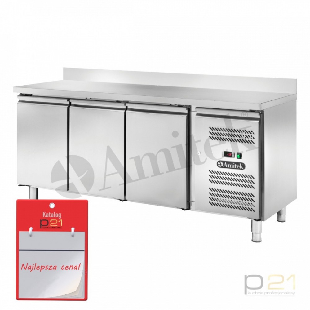 Stól mrozniczy 3-drzwiowy z rantem, agregat z boku, AK3204BT, Amitek
