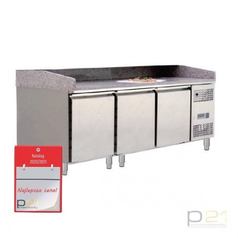 Stół chłodniczy do pizzy 3-drzwiowy, agregat z boku