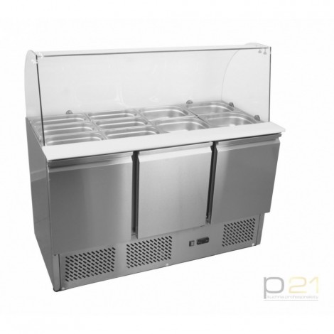 Stół chłodniczy sałatkowy 3-drzwiowy z szybą