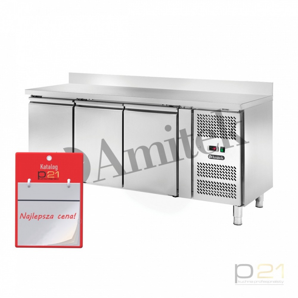 Stół mroźniczy GN1/1 z rantem trzydrzwiowy, agregat z boku, poj. 417 l, AK3200BT, Amitek