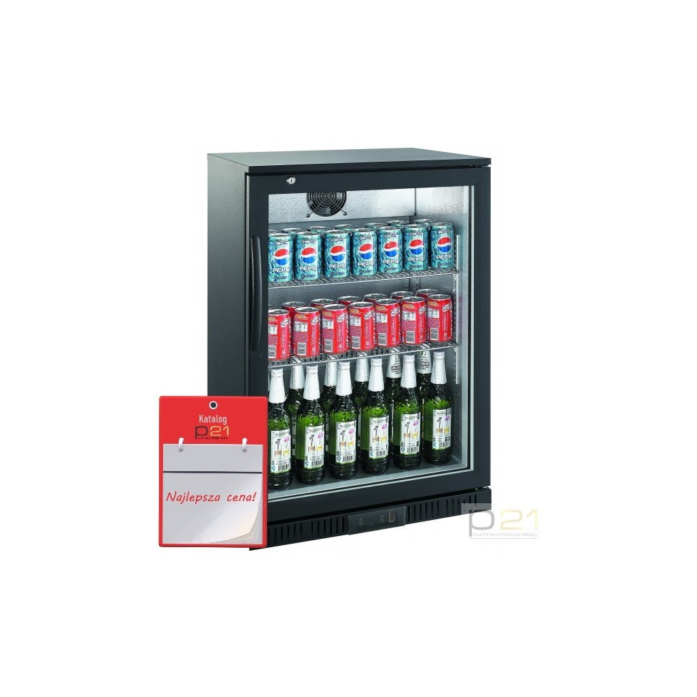 Witryna chłodnicza barowa, przeszklona, 1-drzwi uchylne, lakierowana, poj. 128l