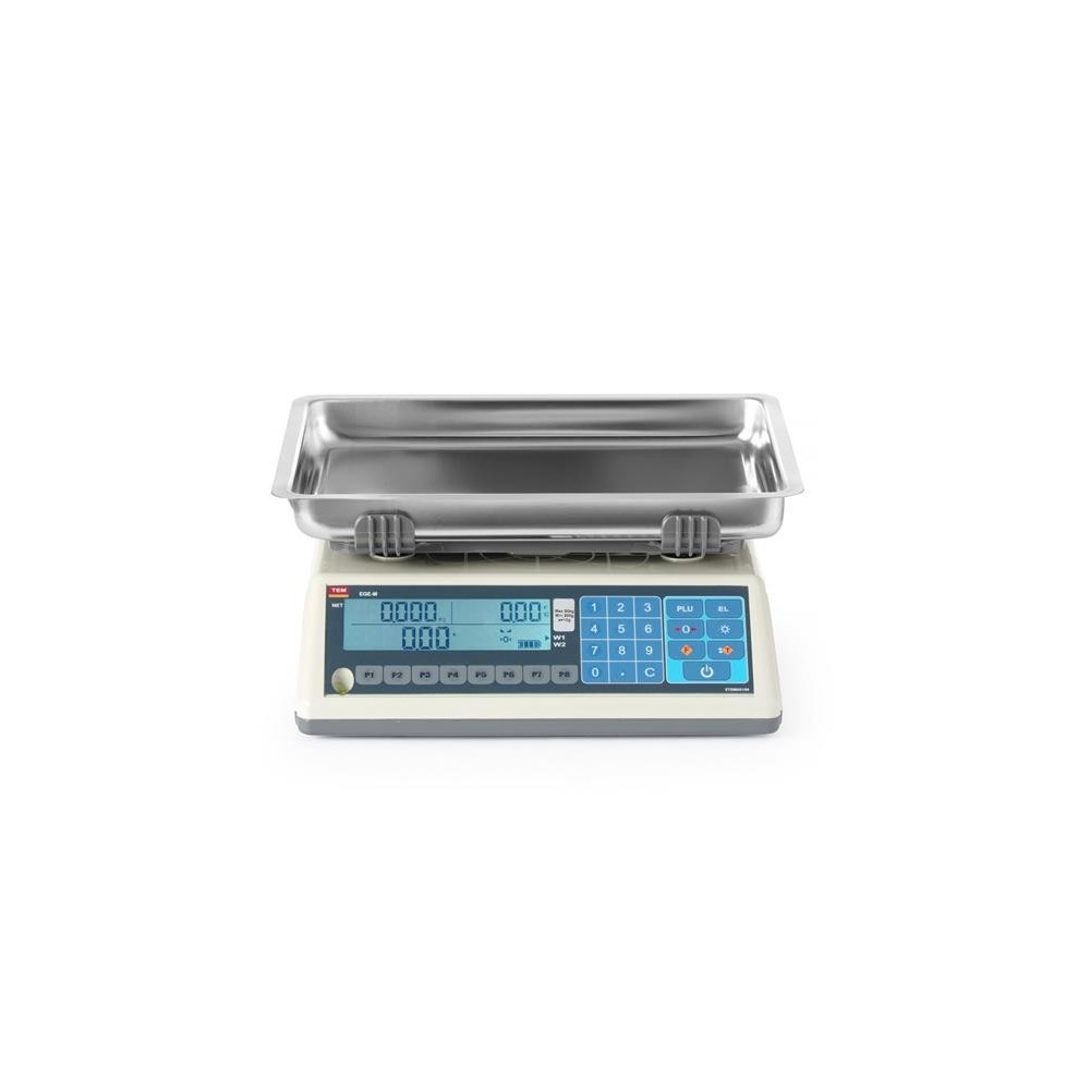 Waga kalkulacyjna LCD z legalizacją, seria EGE, głęboka szalka, 30 kg, TEM, 355x330x(H)155mm