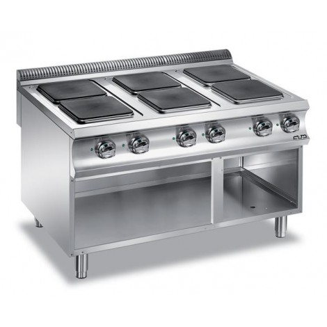 Kuchnia elektryczna na podstawie z 3 stron zamkniętej 4 - płytowa z kwadratowymi płytam