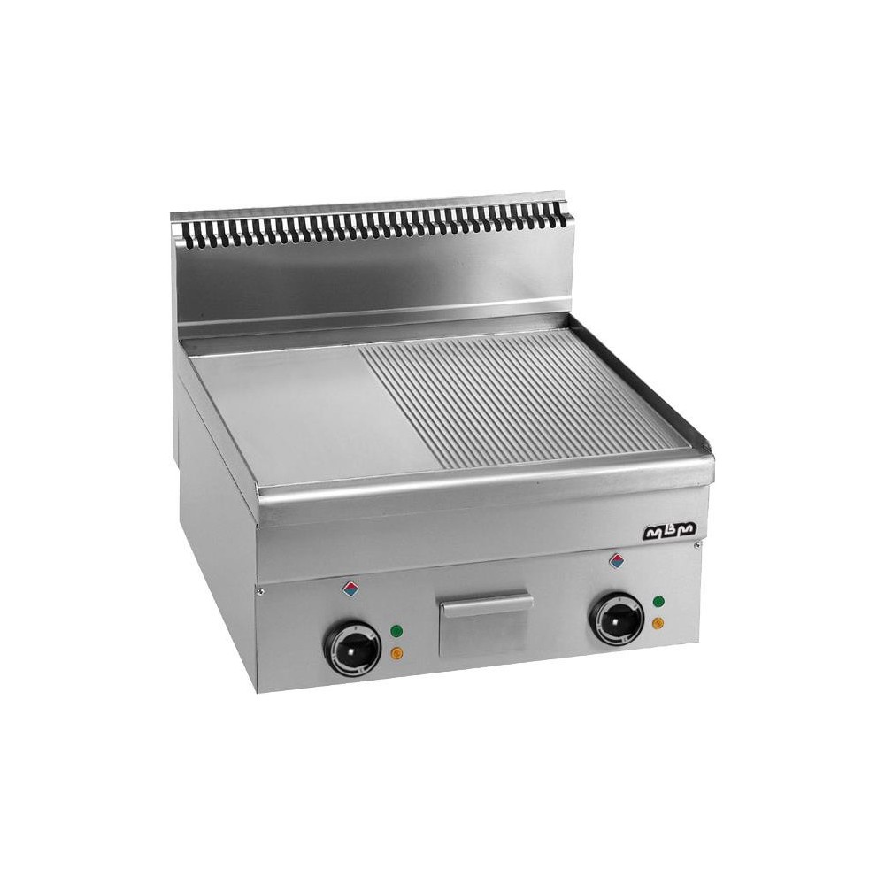 Płyta grillowa stołowa,1/2 gładka+ 1/2 ryflowana chromowana - elektryczna MBM600 