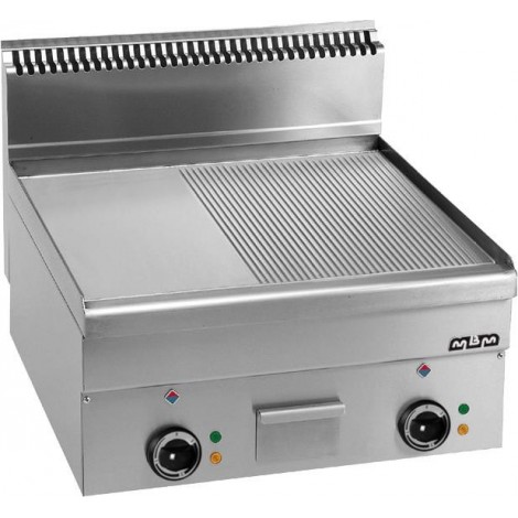 Płyta grillowa stołowa,1/2 gładka+ 1/2 ryflowana chromowana - elektryczna MBM600 