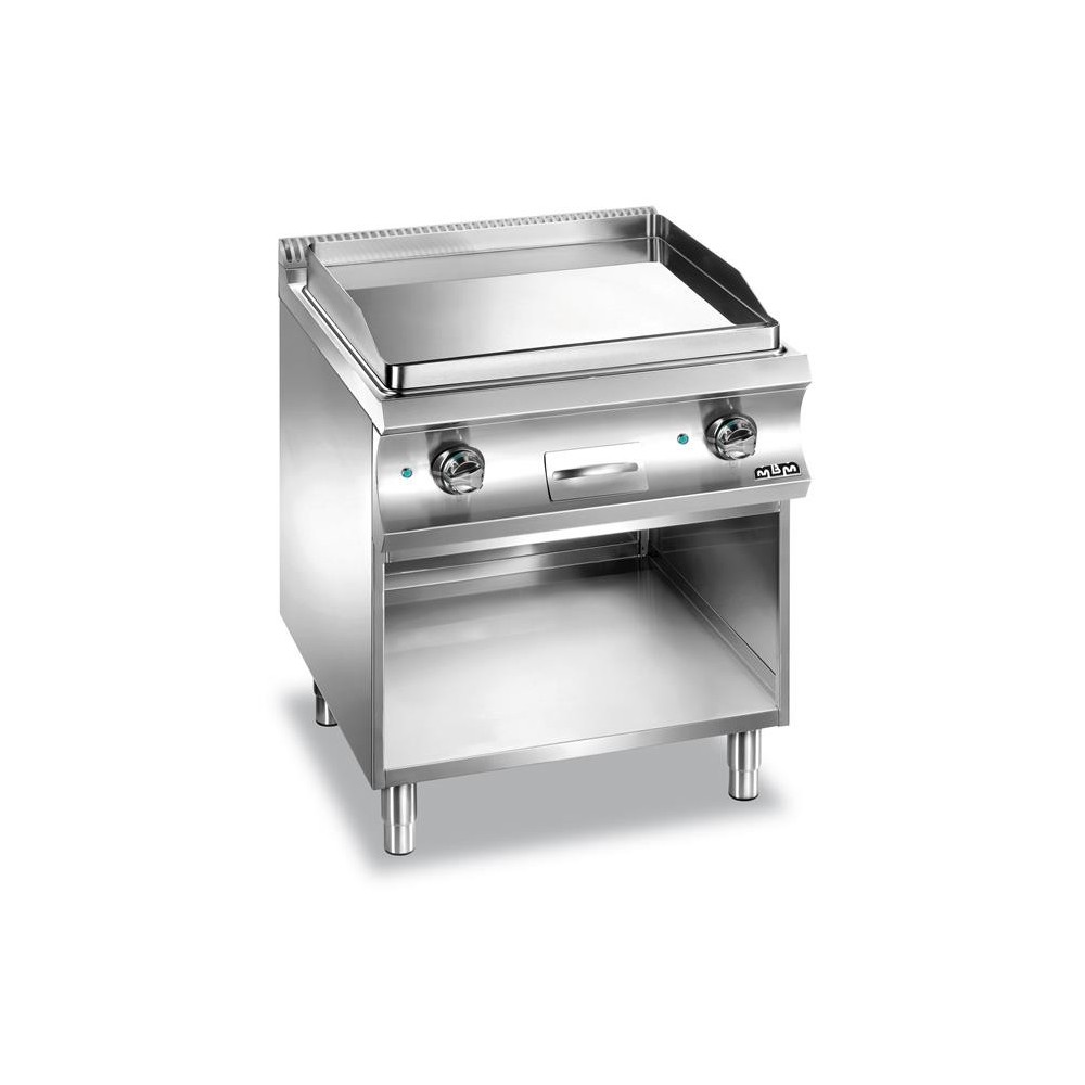 Płyta grillowa na podstawie z trzech stron zamknięta, elektryczna gładka chromowana