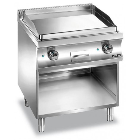 Płyta grillowa na podstawie z trzech stron zamknięta, elektryczna gładka chromowana